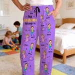 Personalized 1-12 Face Photos Simple Kid Line Drawing Pajama Pants with Name and Pockets Daily Wear Birthday Gift for Grandparents Parents Family