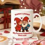 Spersonalizowany kubek ceramiczny Cute Dwarf Couple Heart Rose 11 oz 15 oz z imieniem i rokiem Walentynkowy prezent urodzinowy dla pary