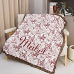 Personalised Retro Western Cowboy Style Soft Tassel Throw Blanket with Name Home Decor Birthday Anniversary Gift for Women Cowboy Lovers