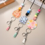 Personalised Flower Pumpkin Snowflake Tassel Bead Lanyard with Text Teacher's Day Back to School Gift for Teacher