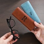 Personalised PU Leather Multi-Colour Glasses Holders with Name and Initial Daily Use Birthday Gift for Dad Mom