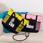 Personalizada de dibujos animados femenino Médico Nombre del personaje Bolsa grande con bolsillos de malla Cumpleaños Gratitud Regalo para la enfermera Médico Personal