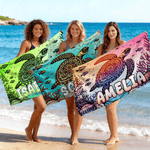 Serviette de plage en microfibre personnalisée avec nom et motif tortue de mer - Cadeau d'anniversaire pour la famille et les amis