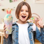 Personalized Ice Cream Waffle Bunny 15 oz Water Bottle with Straw and Name Birthday Summer Vacation Travel Gift for Kids