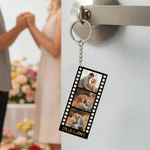 Portachiavi personalizzato in acrilico con testo e iniziali per 3 foto di film Compleanno San Valentino Regalo commemorativo per coppie di amici