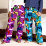 Pantaloni del pigiama Gamepad personalizzati multicolore con nome e coulisse Divertente regalo da indossare ogni giorno a tema gioco per gli amici della famiglia