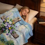 Personalisierte Ölmalerei Stil Kreuz Blume weiche Decke mit Namen Christian Geburtstag Ostern Geschenk für Christen