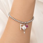 Personalized Graduation Cap Birthstone Initial Charm Beaded Bracelet Dainty Jewellery Well Done Graduation Gift for Graduates