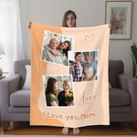 Coperta morbida a blocchi di colore personalizzabile con 3-9 foto e testo decor per casa regalo di Natale anniversario o compleanno per famiglia