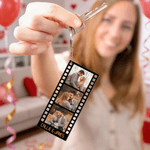 Portachiavi personalizzato in acrilico con testo e iniziali per 3 foto di film Compleanno San Valentino Regalo commemorativo per coppie di amici