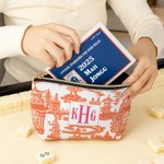 Personalisierte Chinoiserie Pagode Schminktasche mit Monogramm Mahjong Accessoire Weihnachten Geburtstag Geschenk für Frauen Mahjong Liebhaber