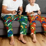 Pantaloni del pigiama Gamepad personalizzati multicolore con nome e coulisse Divertente regalo da indossare ogni giorno a tema gioco per gli amici della famiglia