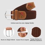 Ceinture élastique tissée sans trou personnalisée avec bouquet de fleurs de naissance et nom - Cadeau anniversaire pour elle