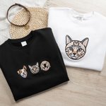 Personalized Embroidered 1-3 Pet Portrait Soft T-shirt Sweatshirt Hoodie with Names Holiday Birthday Gift for Pet Lover Owners