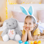Giocattolo di peluche personalizzato con il nome del coniglietto iniziale di Pasqua, regalo di compleanno per bambini.