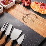 Personalised Engraved Name Acacia Marble 11 pcs Chopping Board Coaster Set with Ceramic Bowl Housewarming Gift for Family Friend