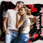 Personalized Cartoon Couple Back View Heart Soft Throw Blanket with Name Home Decor Valentine's Day Birthday Gift for Couple