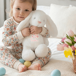 Giocattolo di peluche personalizzato con il nome del coniglietto iniziale di Pasqua, regalo di compleanno per bambini.