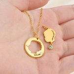 Personalised Kid Profile Silhouette Birthstone Necklace Dainty Jewellery with Name Birthday Anniversary Gift for Mom