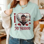 Gepersonaliseerd sprankelend glitter hart-vormig foto T-shirt Sweatshirt met naam Valentijnsdag Verjaardagscadeau voor echtpaar Man Vrouw