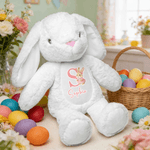 Giocattolo di peluche personalizzato con il nome del coniglietto iniziale di Pasqua, regalo di compleanno per bambini.