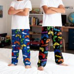 Pantaloni del pigiama Gamepad personalizzati multicolore con nome e coulisse Divertente regalo da indossare ogni giorno a tema gioco per gli amici della famiglia
