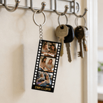 Portachiavi personalizzato in acrilico con testo e iniziali per 3 foto di film Compleanno San Valentino Regalo commemorativo per coppie di amici