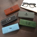 Personalised PU Leather Multi-Colour Glasses Holders with Name and Initial Daily Use Birthday Gift for Dad Mom