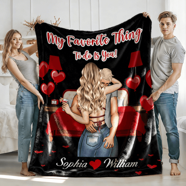 Personalizada de dibujos animados Pareja Volver Vista Corazón Suave manta con nombre Decoración para el hogar Día de San Valentín Cumpleaños Regalo para Pareja