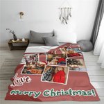 Coperta morbida a blocchi di colore personalizzabile con 3-9 foto e testo decor per casa regalo di Natale anniversario o compleanno per famiglia