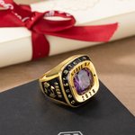 Personalisierte eingraviert Stempel Sterling Silber Ring mit Geburtsstein Mementos Schmuck Graduierung Geschenk für Männer Absolventen