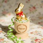 Personalized Easter Egg Rabbit Wooden Egg Cup  with Name and Text Egg Holder Easter Gift for Kids Family