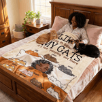 Personalised Cartoon Character Cats Soft Throw Blanket with 1-10 Pet Names and Owner Name Home Decor Birthday Gift for Cat Lover