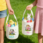 Henkilökohtainen söpö kukka pupu pääsiäiskori nimi ja pupu korvat Egg metsästys lisävaruste pääsiäislahja lapsille