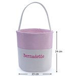 Personalisierte Eimertasche Korb aus Seersucker und Canvas mit gesticktem Namen Henkel Ostereierjagd Zubehör Geburtstag Party Geschenk für Kinder