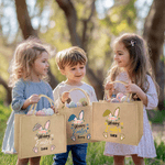 Personalized Leopard Print Rabbit Ears Large Capacity Jute Easter Bag with Name Easter Party Gift for Kids Friends
