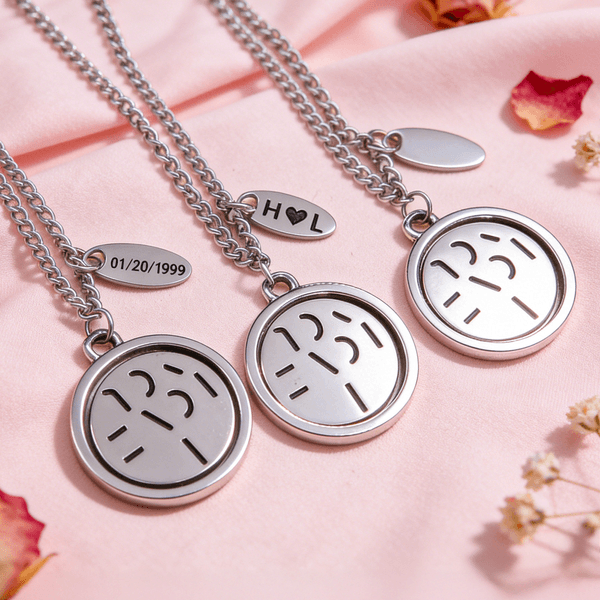 Personalized Rotating Disc I Love You Pendant Necklace with Name and Date Dainty Jewelry Valentine's Day Birthday Gift for Couple