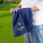 Personalised Embroidered Cartoon Golf Character Quick Dry Waffle Golf Towel with Name Sport Accessories Birthday Gift for Golf Players Lovers