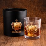 Personalized Golden Badge Initial Name 10 oz Rock Whiskey Glass Old Fashioned Birthday Gift for Man Bartender Whiskey Enthusiast