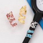Personalized Birth Flower Stethoscope ID Tag with Name and Title Appreciation Graduation Gift for Nurse Doctor Medical Students