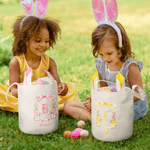 Personalised Cute Peter Rabbit Easter Basket with Name and Initial Easter Party Gift for Kids Boys Girls