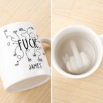 Personlig Morsom Fuck Text Middle Finger 11 oz keramisk krus med navn Daglig bruk Bursdagsgave til venn Kollega
