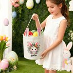 Personalizzato carino peluche coniglio fiore orecchie cestino di Pasqua con nome uova di Pasqua caccia partito favori regalo per ragazzi ragazze