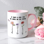 Personalised Crystal Birth Flower Ceramic Coffee Mug with Names Daily Use Birthday Gift for Friends