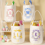 Personalised Cute Peter Rabbit Easter Basket with Name and Initial Easter Party Gift for Kids Boys Girls