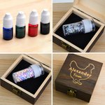 Tampon à œuf personnalisé avec nom, encre de qualité alimentaire et boîte Cadeau d'anniversaire pour la famille, l'agriculteur et l'éleveur.