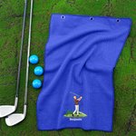 Personalised Embroidered Cartoon Golf Character Quick Dry Waffle Golf Towel with Name Sport Accessories Birthday Gift for Golf Players Lovers