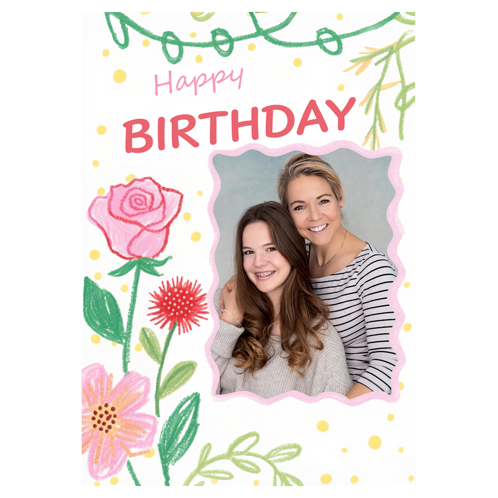 Flower and Vine Birthday Photot Ecard