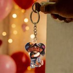 Personalized Cartoon Black Character Acrylic Keychain with Name Daily Use Valentine's Day Anniversary Gift for Couple