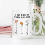 Personalised Crystal Birth Flower Ceramic Coffee Mug with Names Daily Use Birthday Gift for Friends